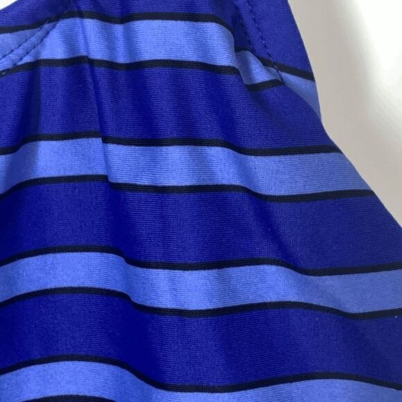 ECO Beach One Piece Blue Black Striped Swim Suit Size Medium - Picture 7 of 8